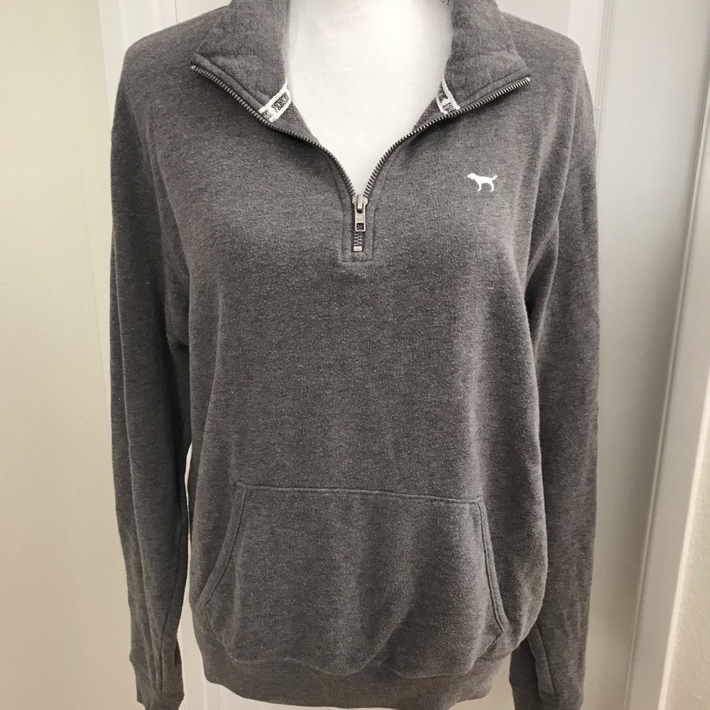 Victoria's Secret PINK Quarter Zip Grey Sweatshirt